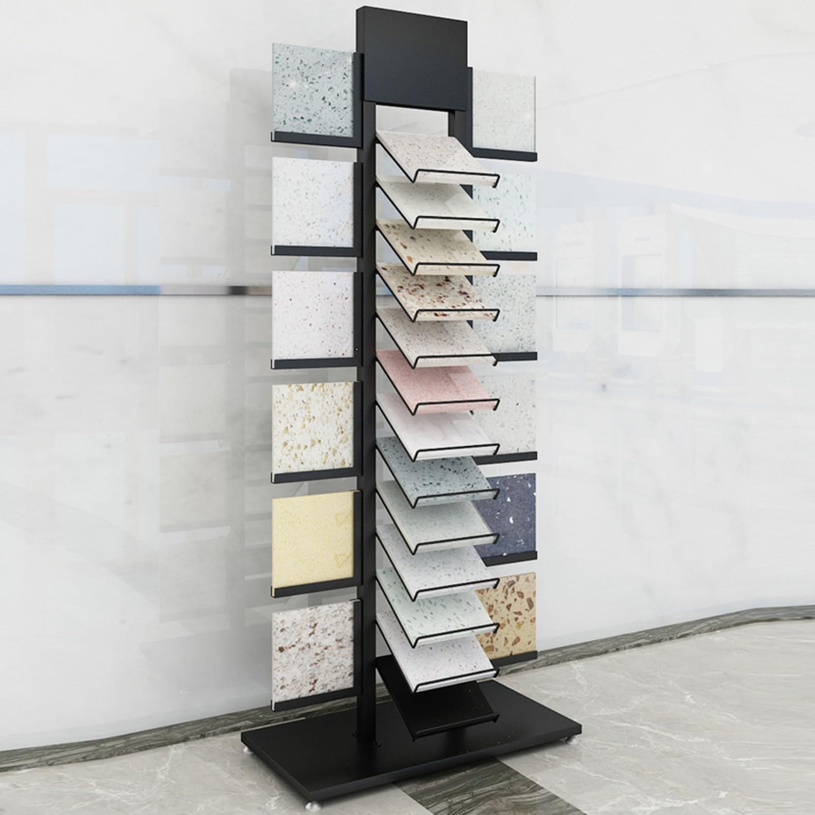 Présentoir pour carrelage de Sol, présentoir en Porcelaine pour carrelage de Sol, Support de Rangement en métal à 13 Niveaux, adapté aux salles d'exposition, supermarchés et entrepôts (160 x