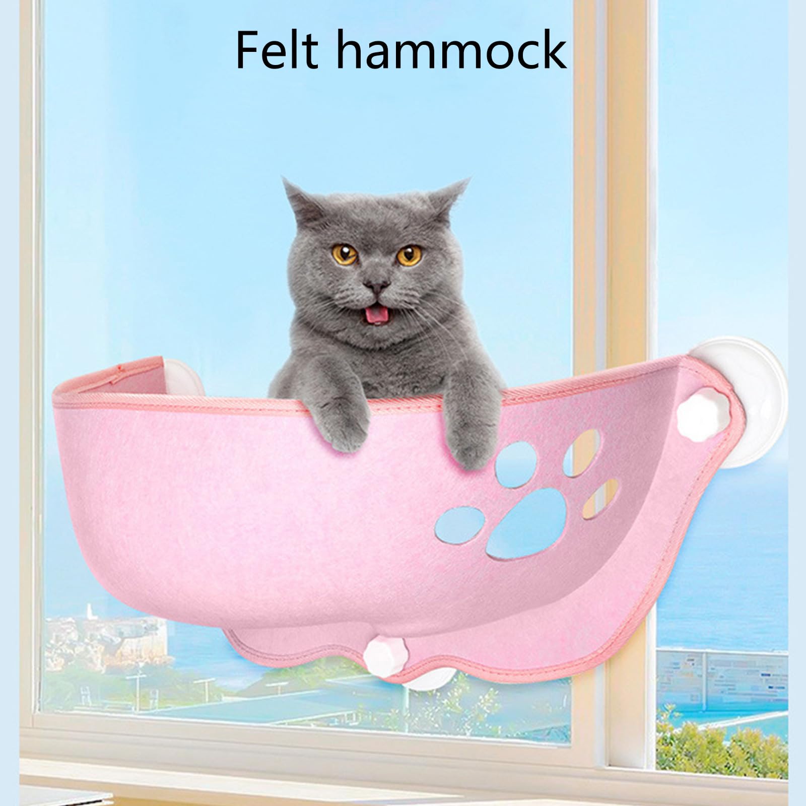 Hamaca de ventana para gatos con ventosas, para descansar, cama de descanso, de tela transpirable, hamaca colgante con ventosas