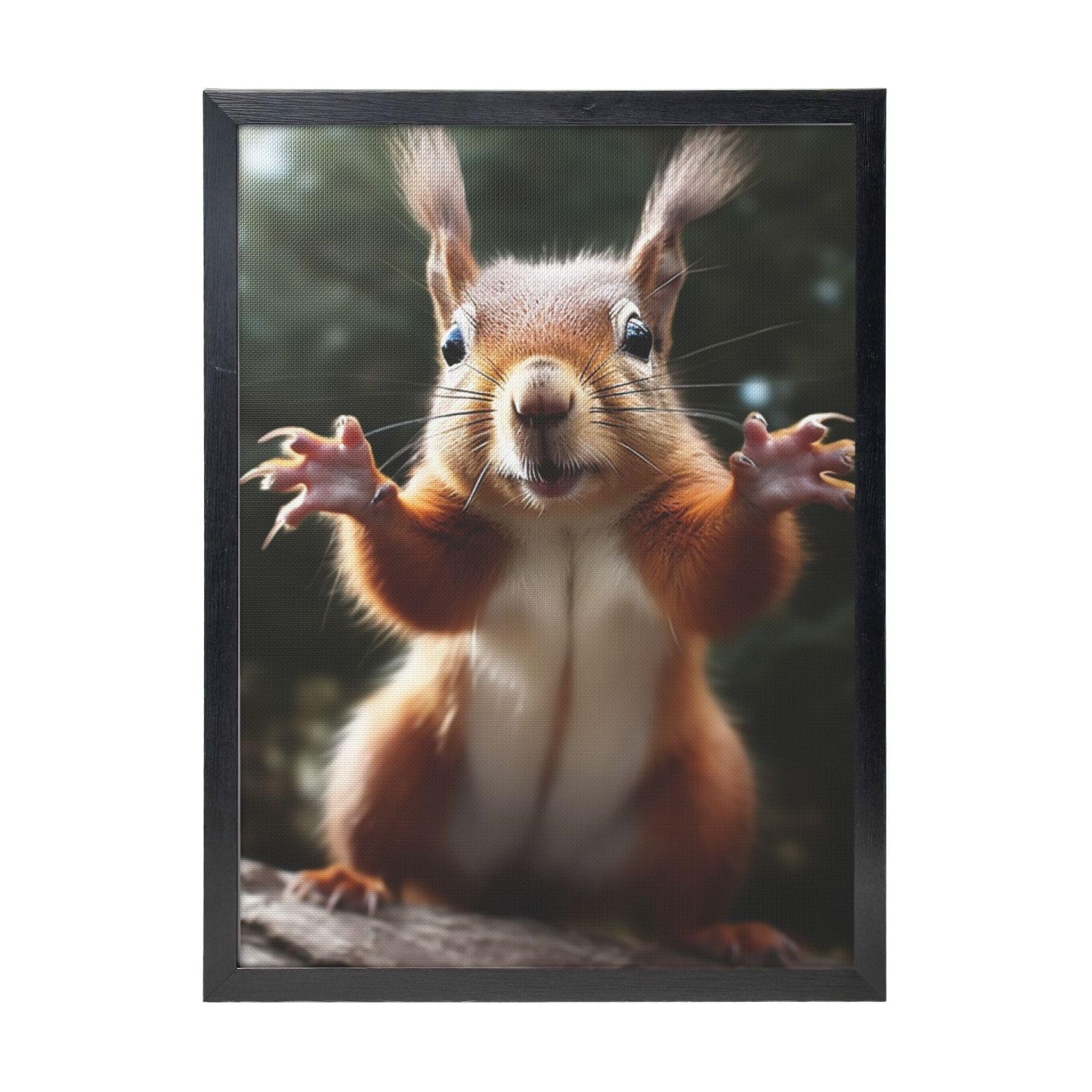 Framed Wall Art - Decorative Canvas Painting Squirrel Funny Animal Pictures Poster Aesthetic Modern Prints Artwork for Bedroom Office Wall Decor Ready To Hang 12x16 in