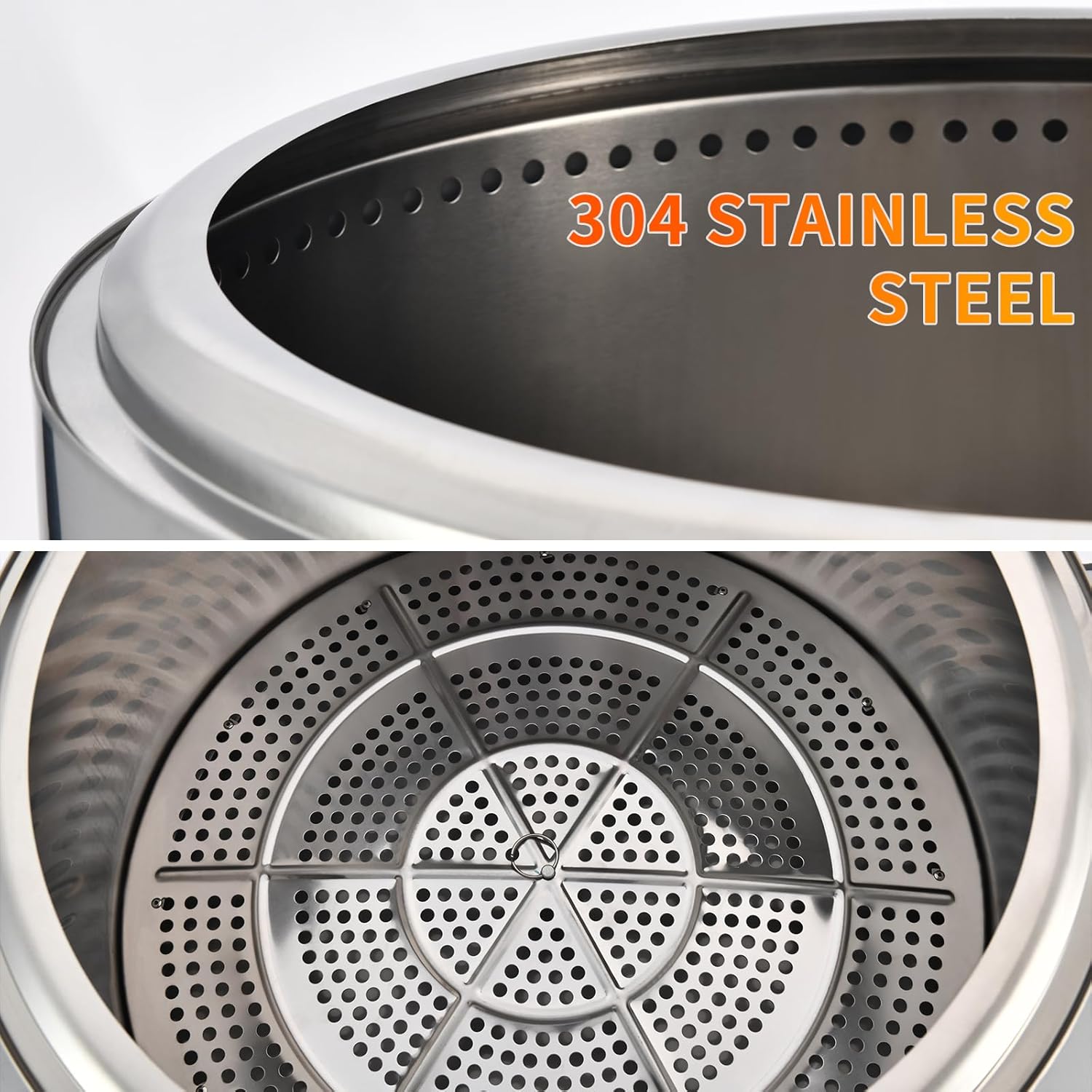 Smokeless Fire Pit, Portable Firepit Outdoor, 27 Inch Stainless Steel
