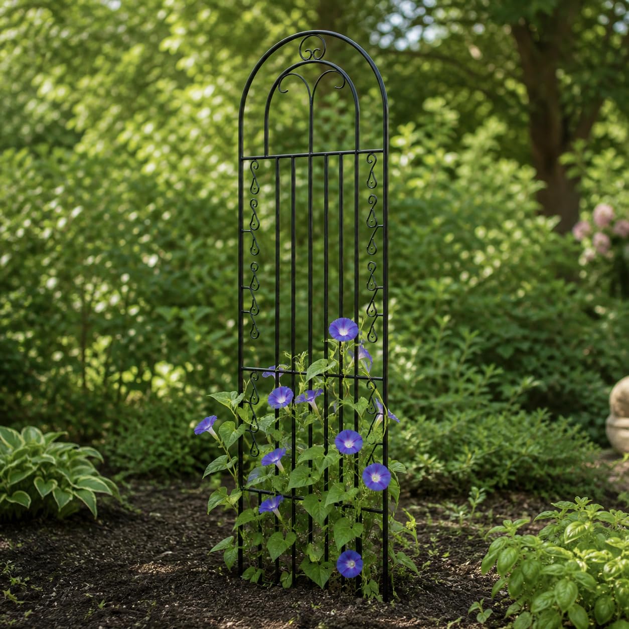Traliccio Giardino Metallo Supporto, Orizzontali, Elemento per Orto, Passaggi, Per Proprietari Giardino, Nero, 180 cm Altezza 50 cm Larghezza