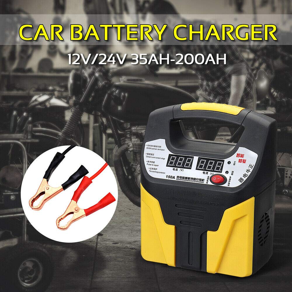 Caricabatterie per Auto Baceyong, Caricabatterie per Auto 360W 15A 12V-24V e Manutentore con Display LCD per la Ricarica, la Manutenzione e la Riparazione di Vari Veicoli