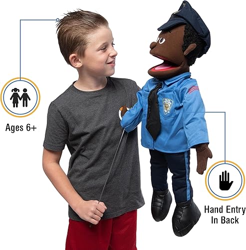 Miniatura 2 de Policía de 25 pulgadas, hombre negro, cuerpo completo, marioneta estilo ventrílocuo