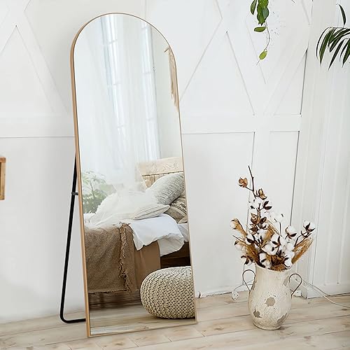 Miniatura 40 de NeuType Espejo de longitud completa, 64 x 22 pulgadas con soporte, montado en la pared o en el suelo, marco fino de aleación de aluminio, plateado