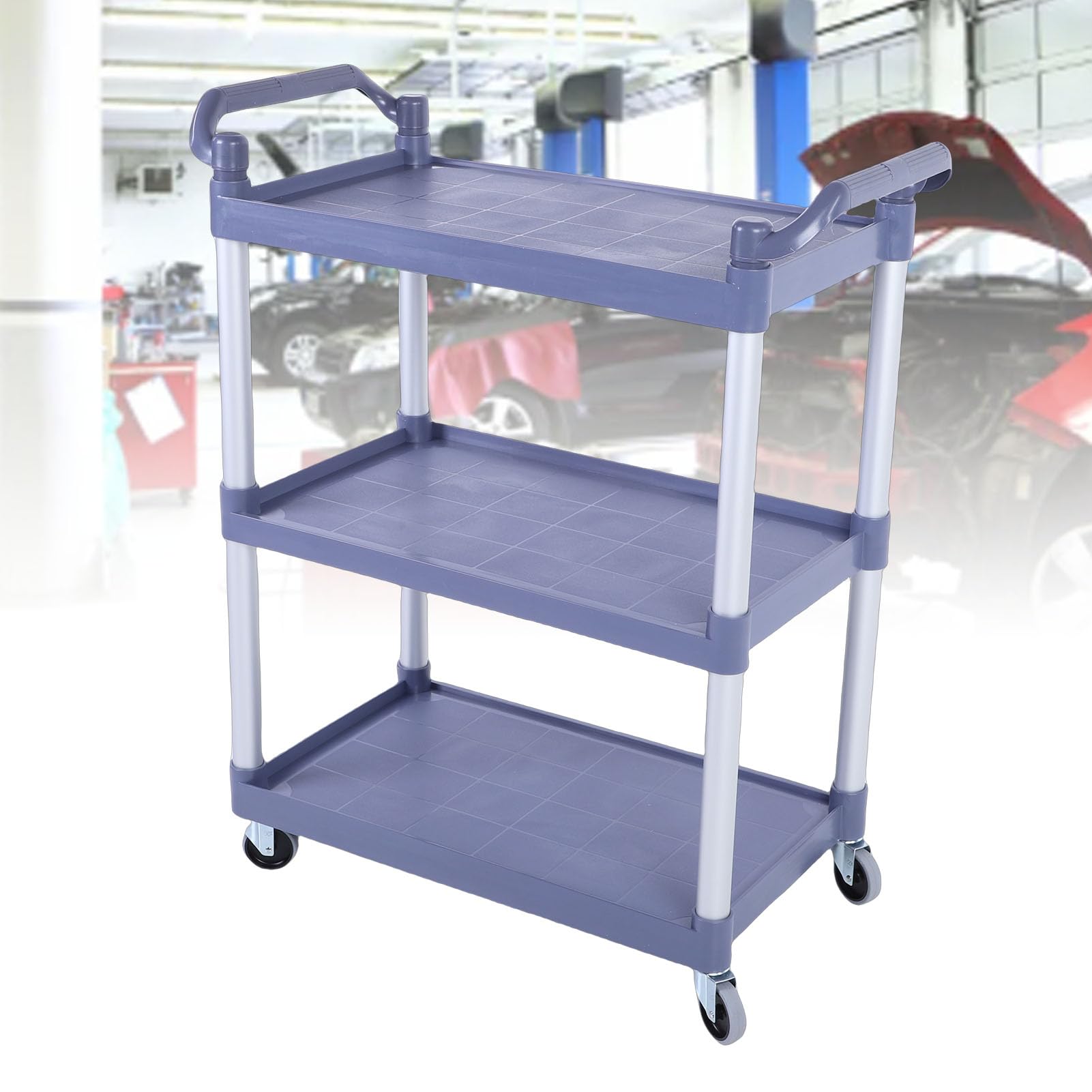 Luocute Carrello Portautensili, Carrello Portautensili per Carichi Pesanti a 3 Livelli con 4 Rotelle Universali e Maniglia Ergonomica, capacità di 150 Kg per Garage, Officine,