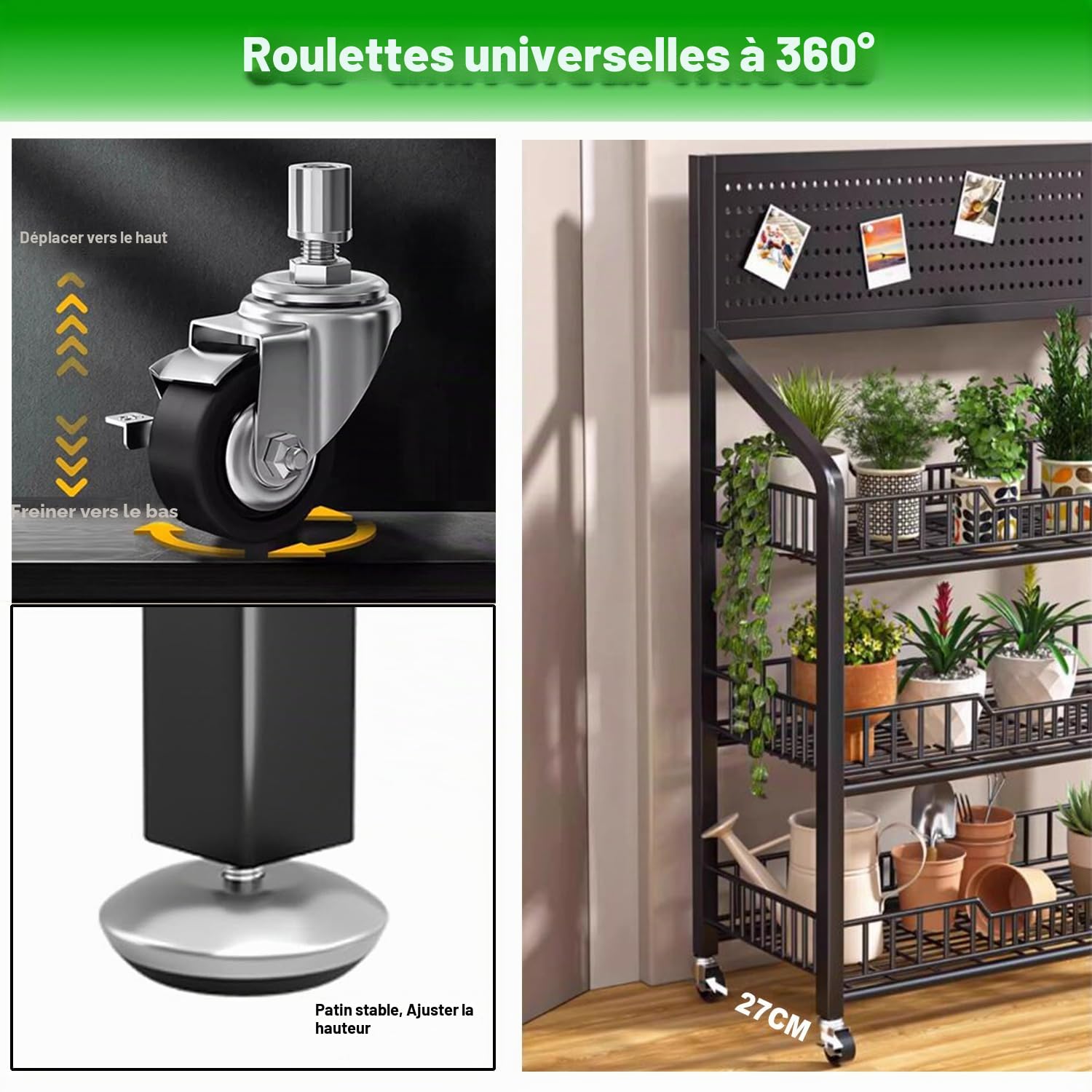 Rayon des Snacks de Supermarché, 5 Étages Étagère Snacks avec roulettes, Étagère de Présentation Au Sol pour Supermarchés, Magasins, Cuisines, Noir