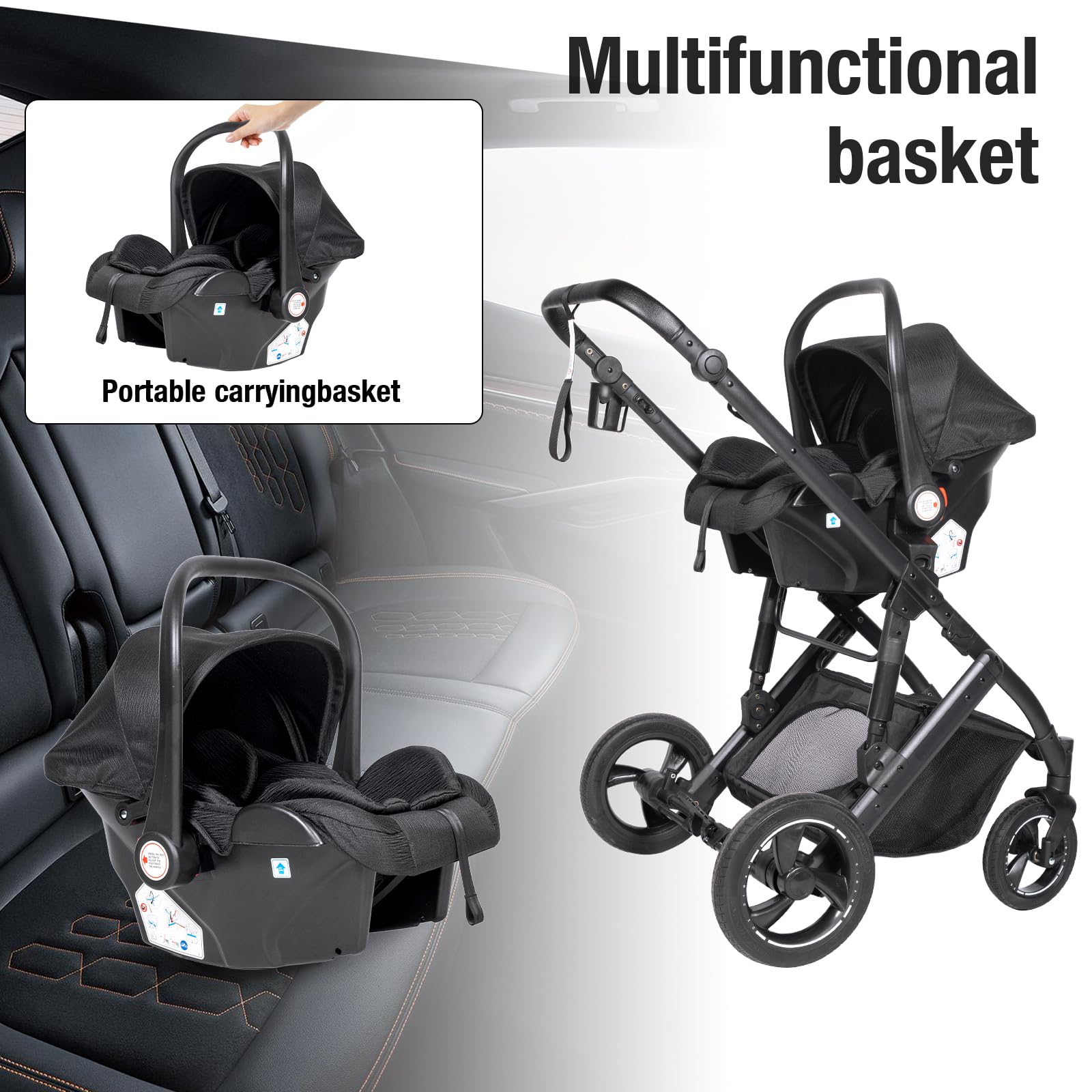 Sistema de viaje, desde recién nacido hasta niño pequeño, todo terreno, plegable con una sola mano, cochecito de bebé de asiento alto, convertible, carrito de bebe 3 en 1