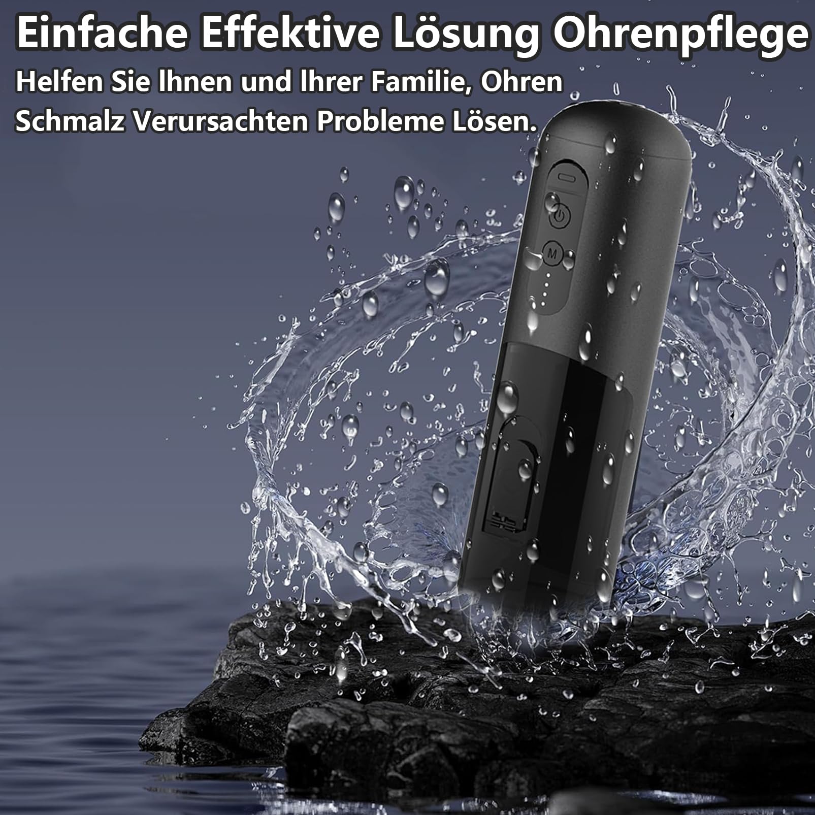Ohrenschmalz Entferner, Elektrische Ohrenreiniger Massierenden Wasserstrahl Ohrenspülung -6 Ersatzspitzen Wiederaufladbare Wasserfestes Ohrendusche für Erwachsene Kinder Ohrspülgerät