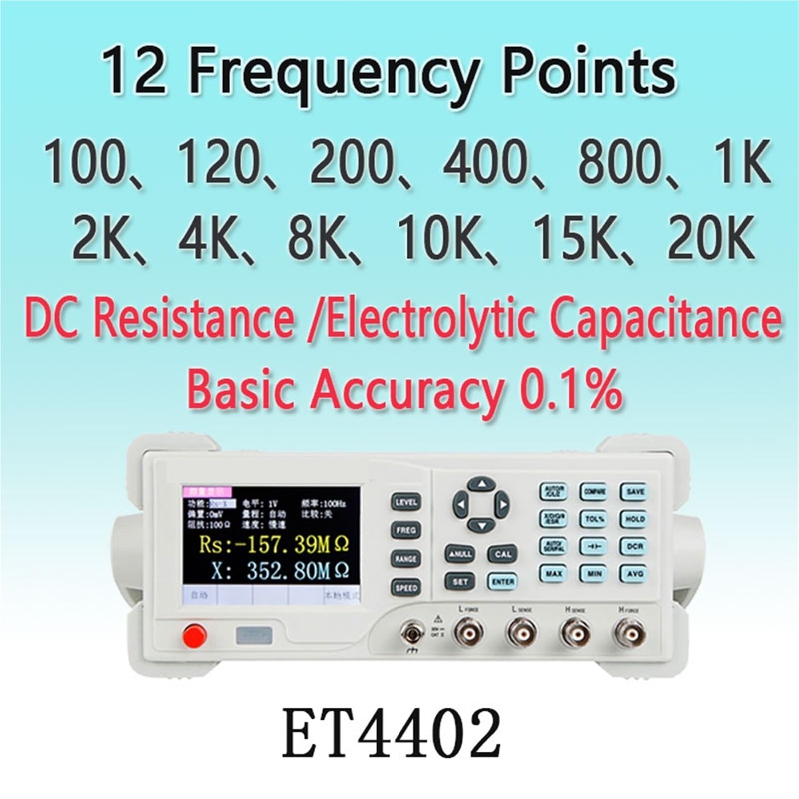 Medidor LCR, Medidor LCR de escritorio digital Brid serie ET44/ET45, frecuencia 10 K-100 KHz, pantalla TFT 3,5 pulgadas y 1/2 dígitos, medidor(20kHz ET4402)