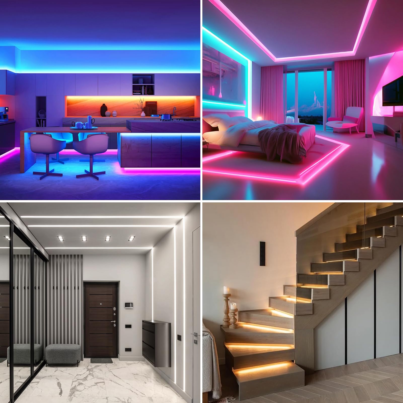 Profilo LED intonacato, confezione da 4, canale LED in alluminio da 1 m, con diffusore lattiginoso per strisce LED da 12 mm, profilo da incasso in cartongesso senza finiture per soffitti e