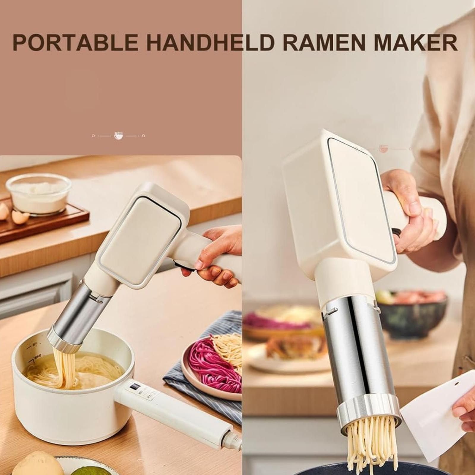 Machine à Pâtes électrique 5 En 1 Automatique - Portable Sans Fil Avec 5 Disques - Inox