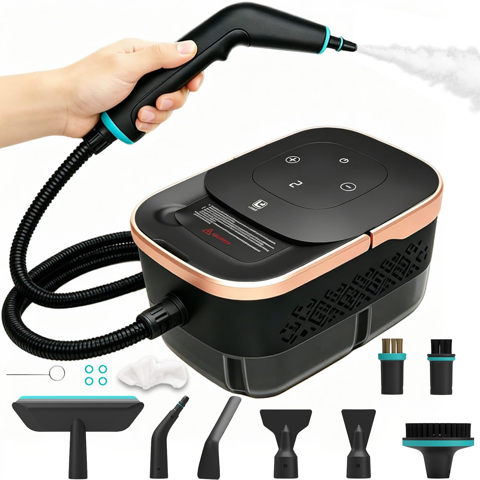 2500W Handheld Steam Cleaner, 6-Speed Portable Steamer with Large Tank & 10 Accessories, 10s Heat-Up steamer cleaning for Kitchen, Bathroom, Car Detailing, Tile & Grout Cleaning