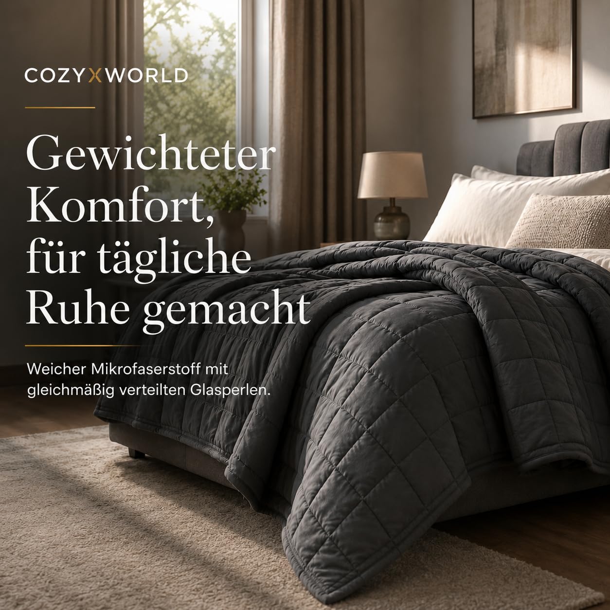 Gewichtsdecke 135x200cm 7kg 100% Baumwolle Oeko-Tex Zertifiziert Grau