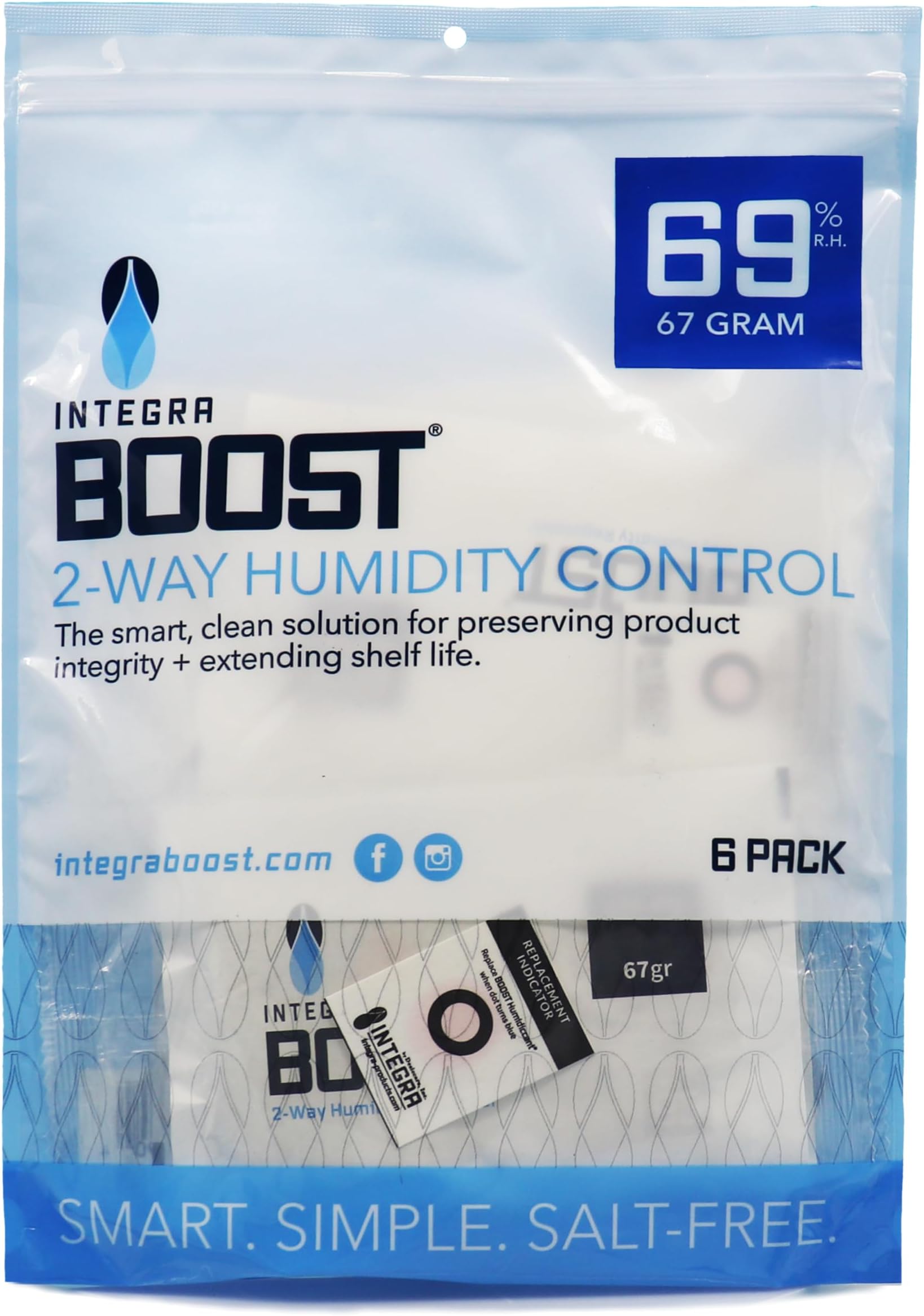 RH 2-Way Humidity Control, 69 Percent, 67 Gram (Pack of 6)