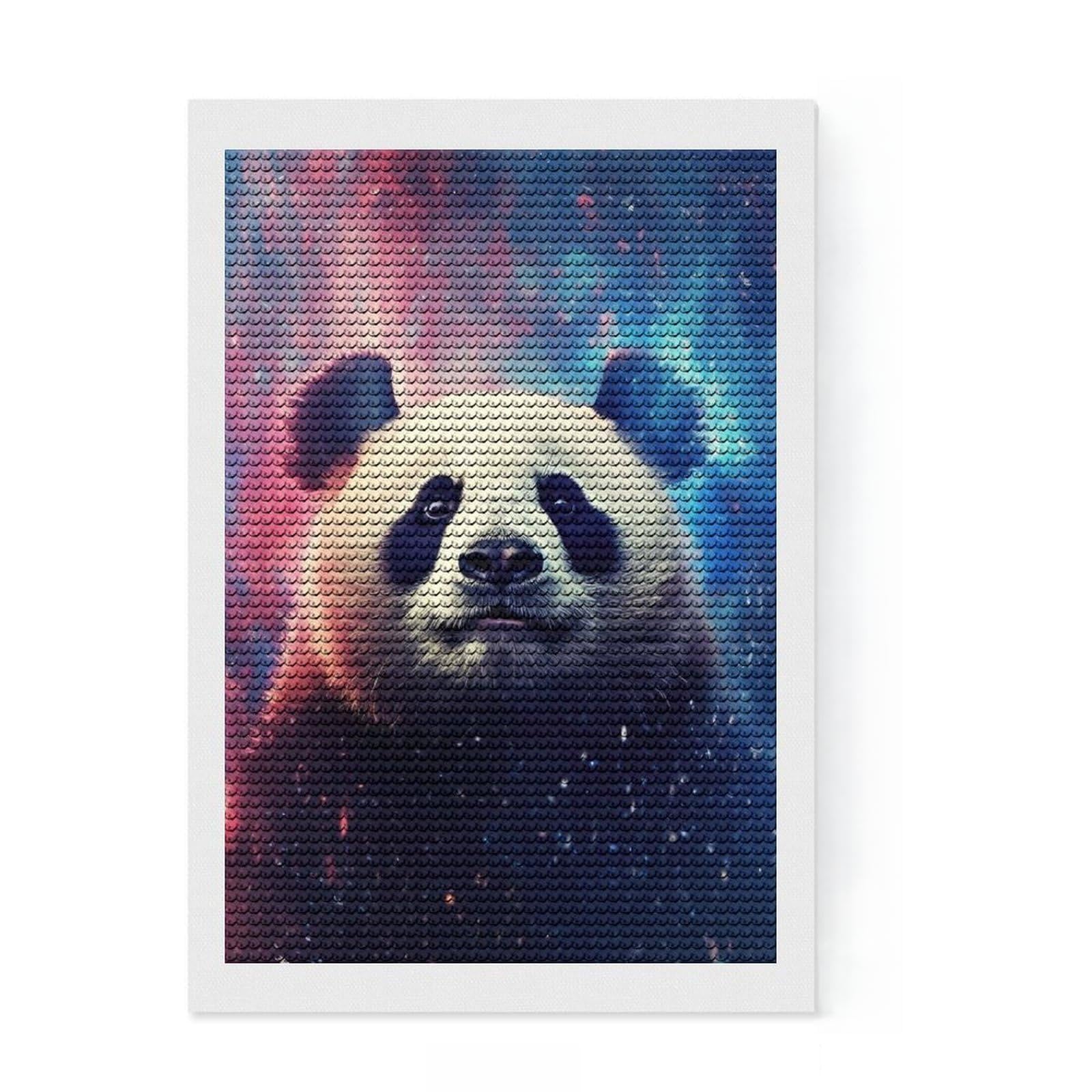 Junmoney Panda Night Galaxy Diamond Painting Set 8"x12", Relaxing DIY Hobby, Farmhouse Decor, for Creative Relaxation, Birthday Gift