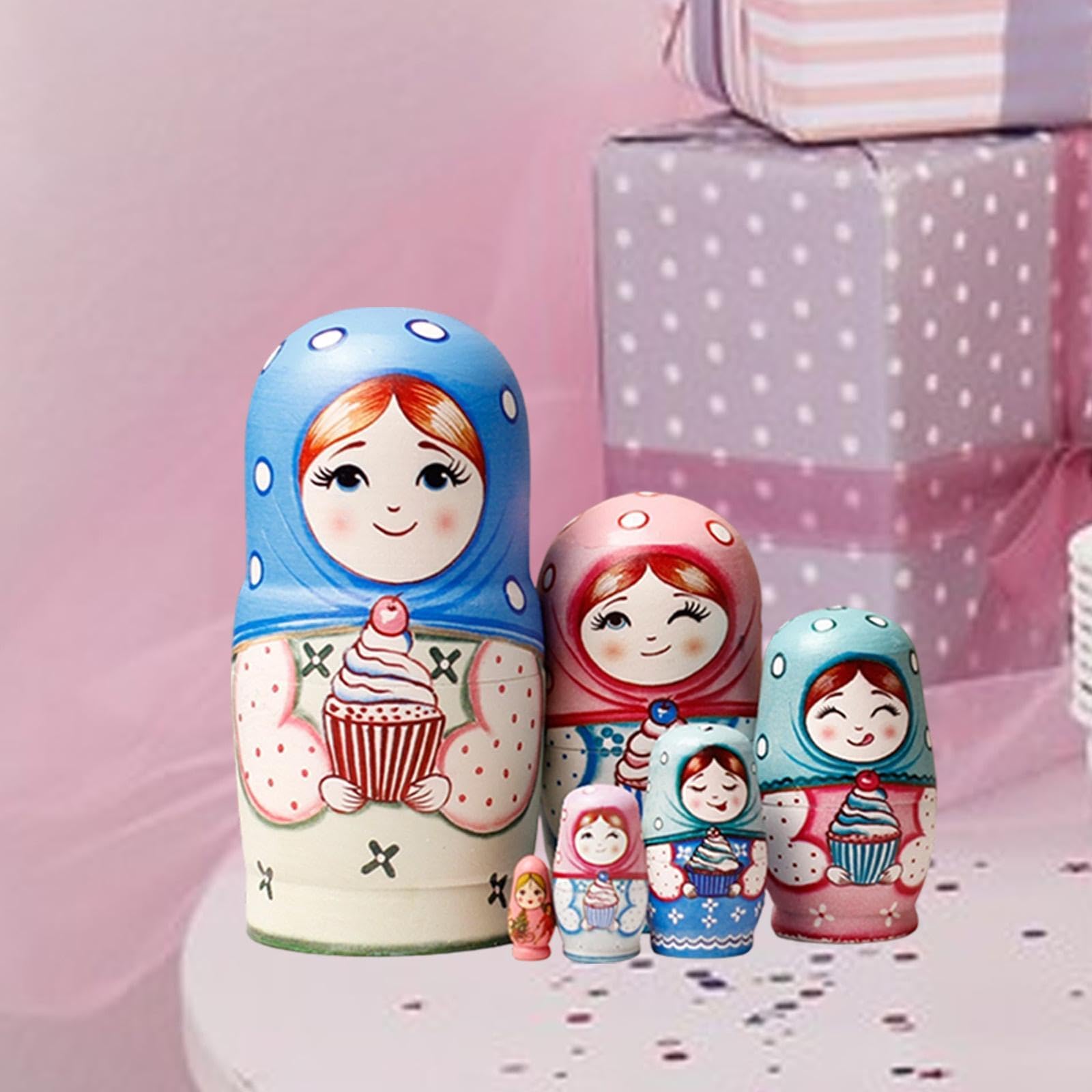 Amazon | マトリョーシカ人形 6体セット 木製 ロシアの入れ子人形 伝統