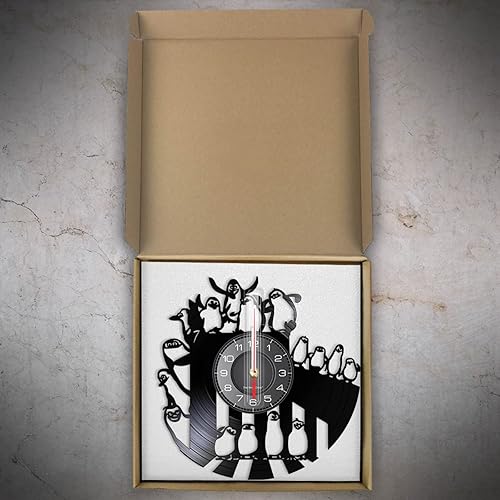 Miniatura 2 de OTKU Reloj de pared de 12 pulgadas, diseño de pingüinos, silencioso, sin tictac, para habitación, decoración de animales acuáticos, pájaros sin
