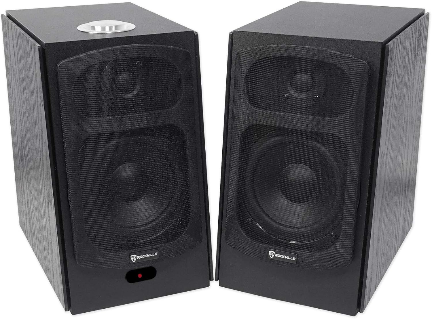 Rockville (2 HD5B 5" 150w RMS Powered Bluetooth Bookshelf Home Theater Speakers Bundle with (2) RHT8B Computer/Bookshelf Desktop Speaker/Studio Monitor Stands-Black (4 Items)