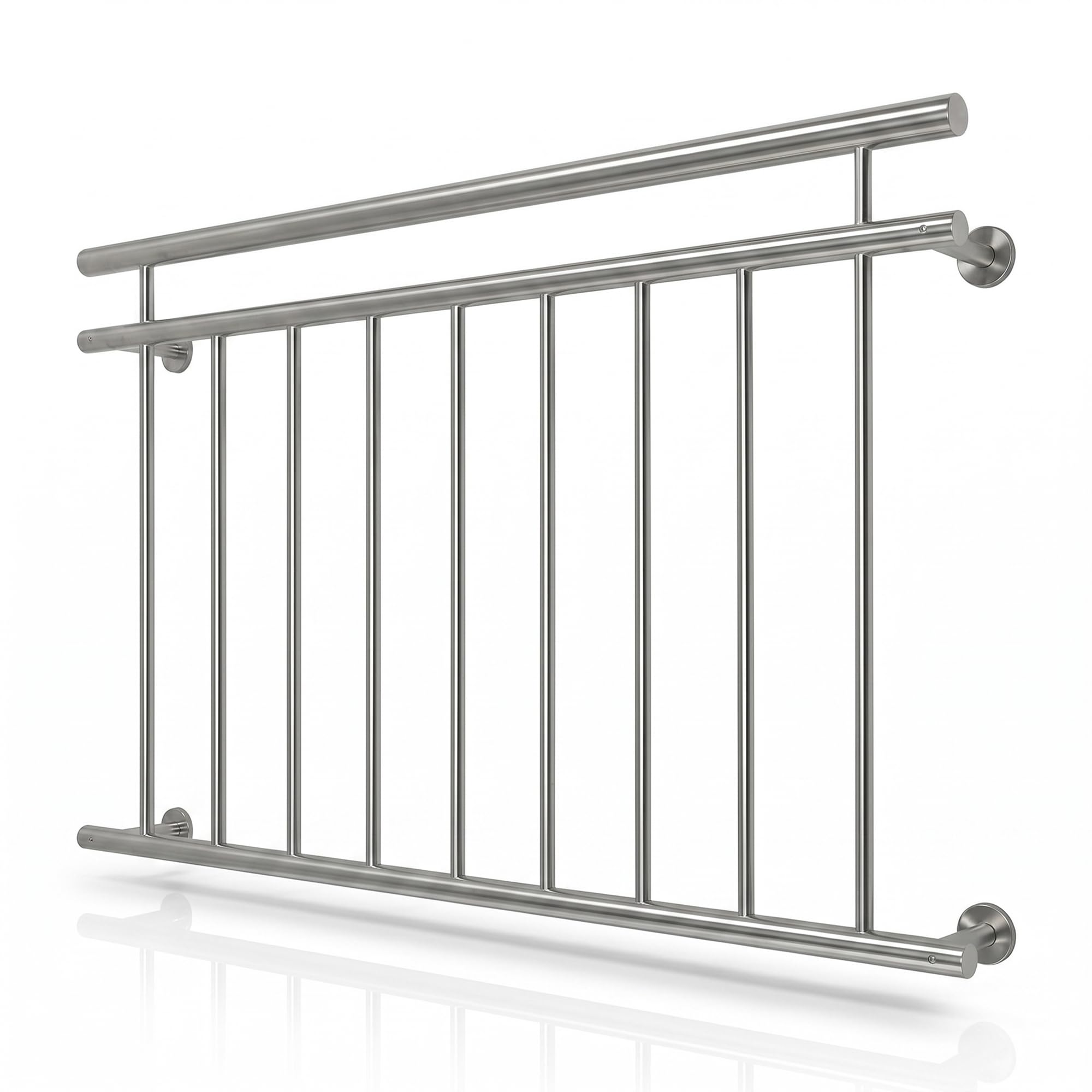 Mucola Französischer Balkon 90x128CM Stabgeländer Edelstahl V2A Fenstergeländer Stabgeländer Terrassengeländer Brüstung Balkongeländer Fenstergitter