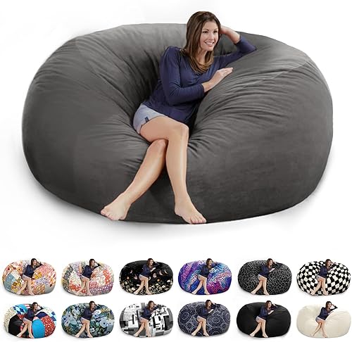 Funda para puf gigante de 6 pies, suave y esponjoso de terciopelo holandés (sin relleno, solo cubierta), cómoda funda de puf de 6 pies, funda de