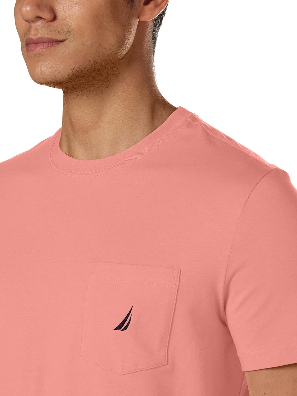 Nautica Men's Solid Crew Neck Short-Sleeve Pocket T-Shirt 3X-Large Big Tall Pale Coral