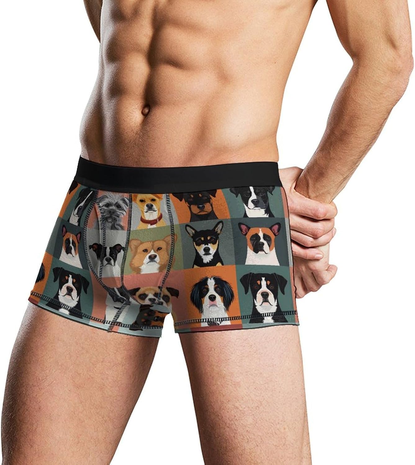 Dog Selfie Novelty Men's Trunks Soft Breathable Underwear Patterned Stretch Briefs