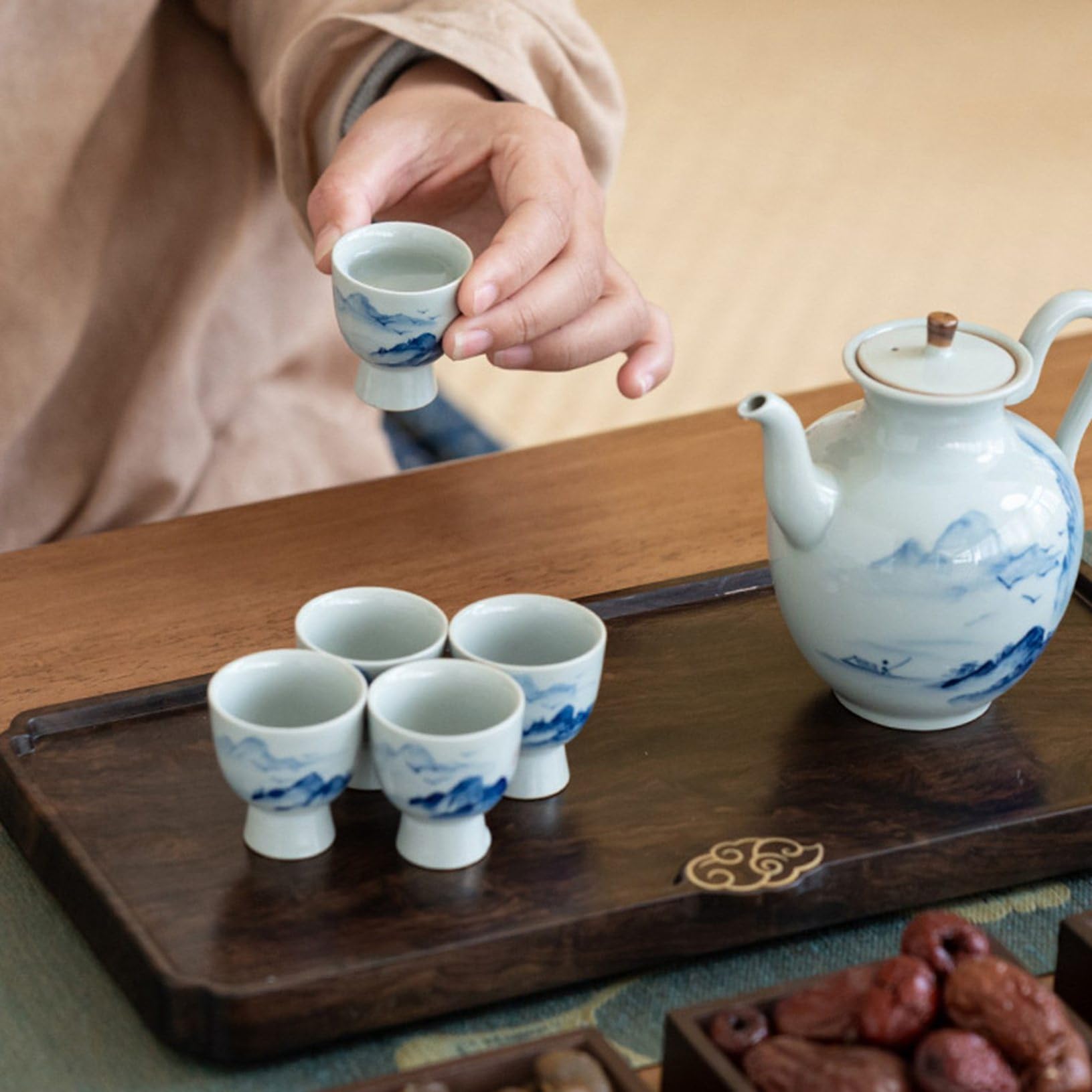 Amazon.co.jp: 酒器セット ぐい呑み 徳利 とっくり おちょこ 山水柄