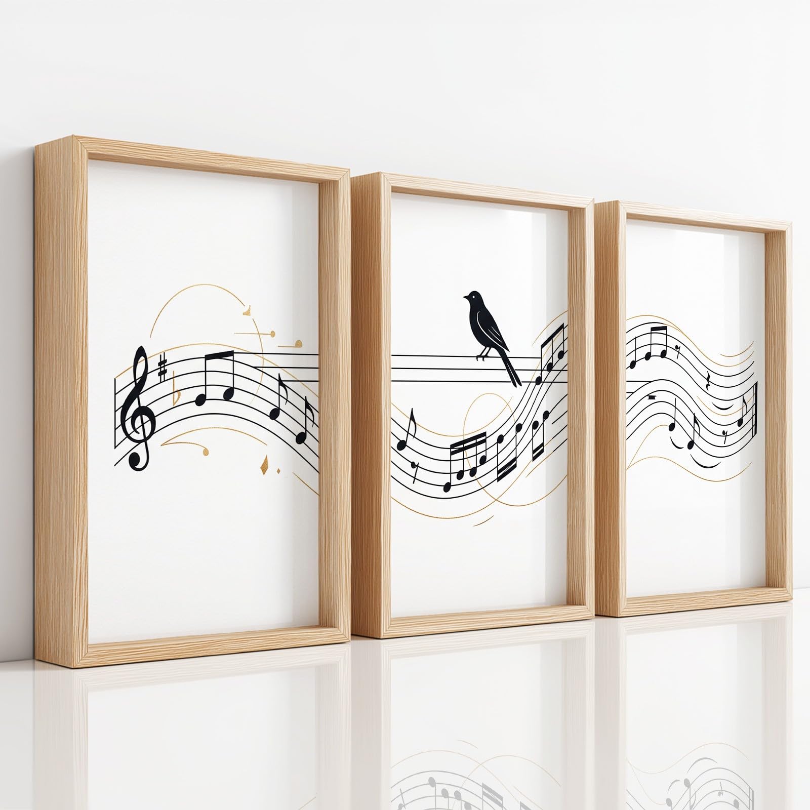 Genérico 3 piezas impresión sobre lienzo minimalista música