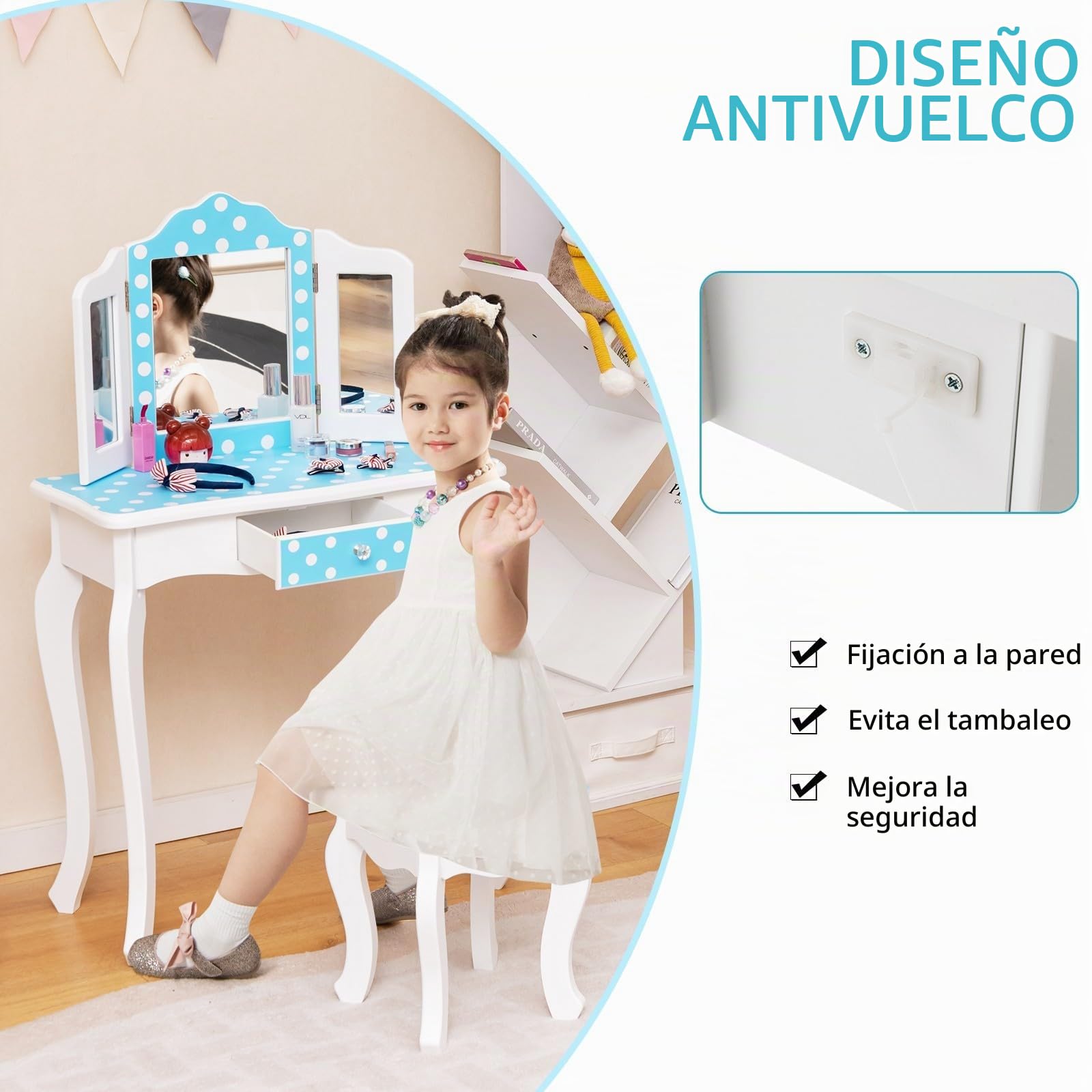 LIFEZEAL Tocador Infantil con Espejo Plegable (Estilo 6)