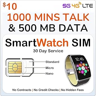 SpeedTalk Mobile Smartwatch SIM Card 1000 Minutes Call & 500MB Data for 4G LTE GSM Smart Watch | 3 in 1 Simcard | 30 Days Service | USA Canada Mexico Roaming