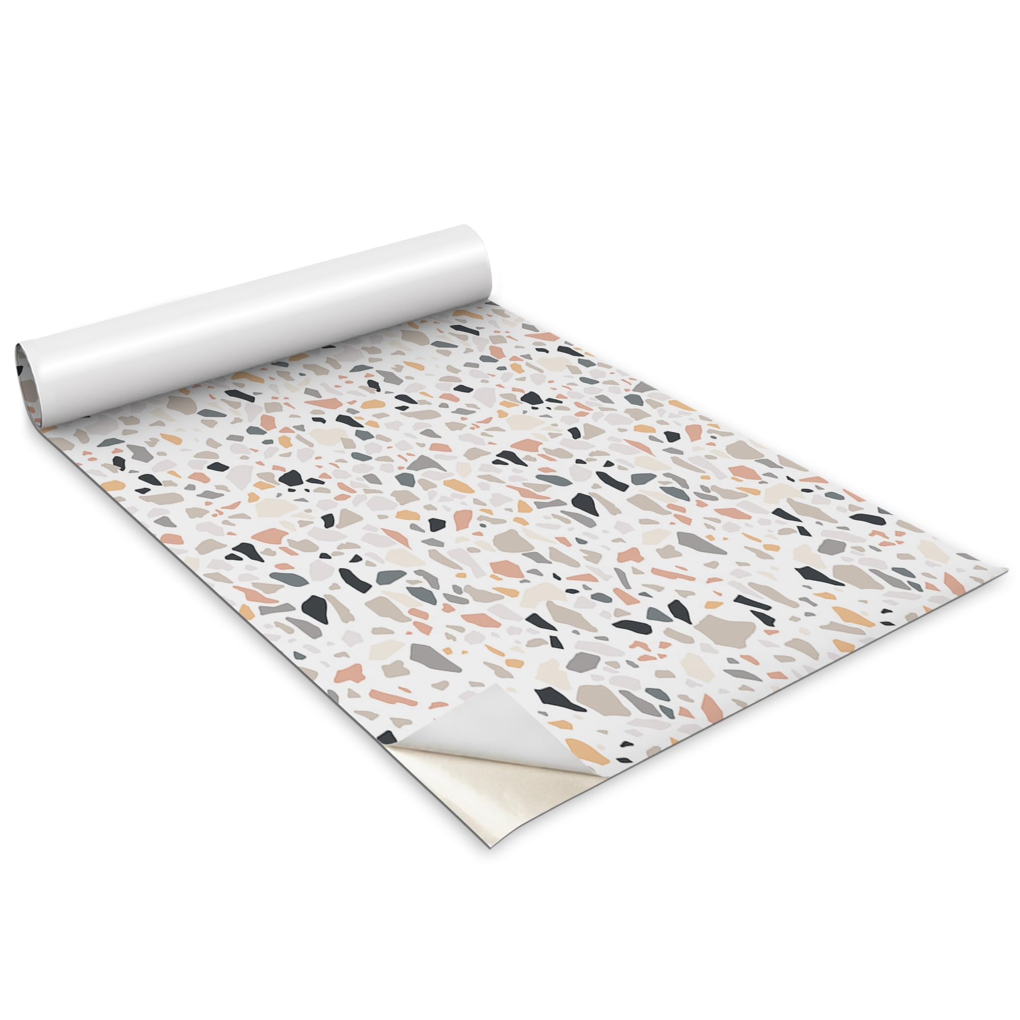 Papel pintado adhesivo para muebles Wallfluent textura terrazo mate pegatinas cocina 100x50