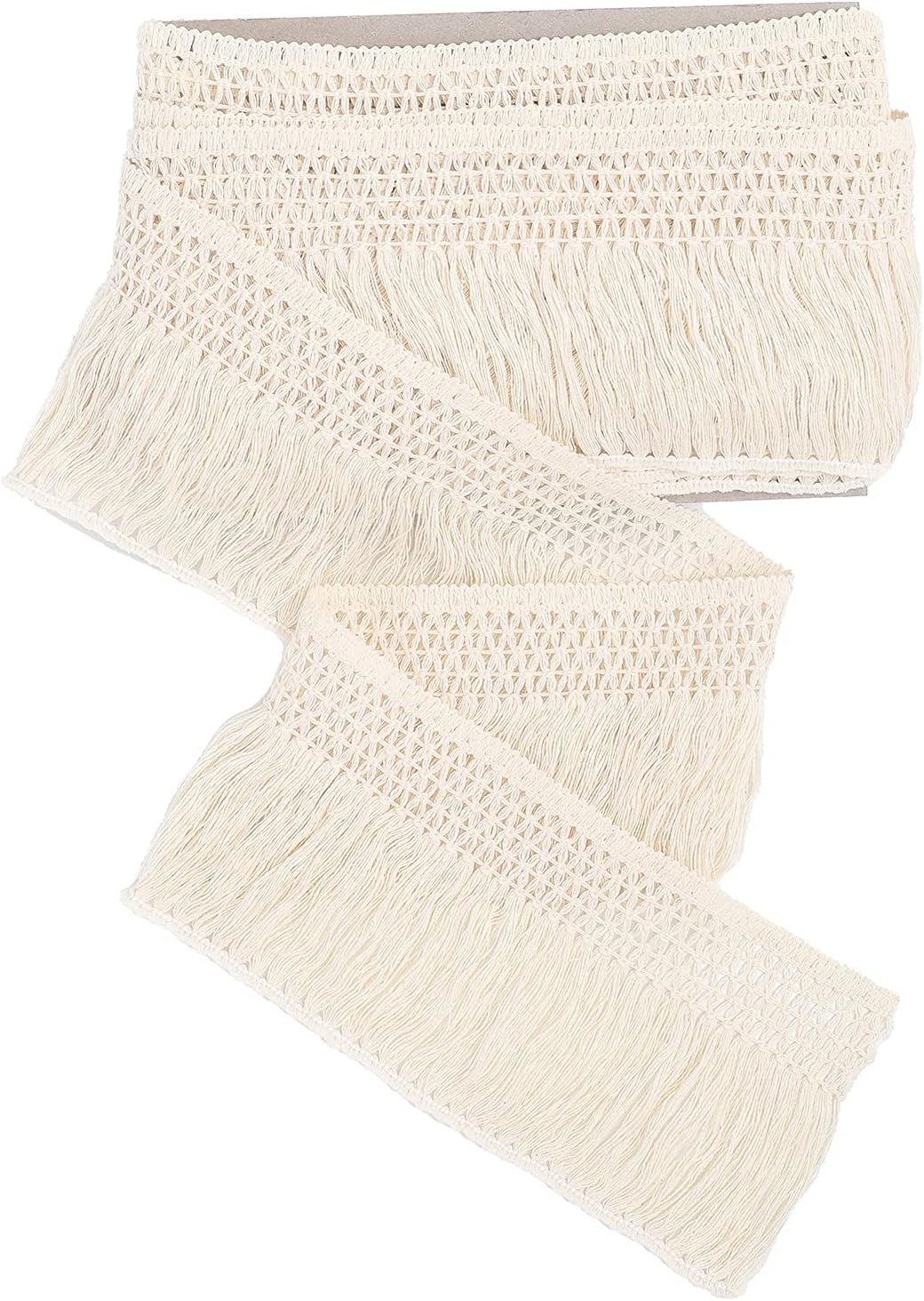 10 Yards Cotton Tassel Fringe Trim - AWAYTR 5 Inches Wide Sewing Fringe Trim for DIY Home Curtain Clothing Dress Pillow Decoration Craft Ribbon (Beige,12cm)