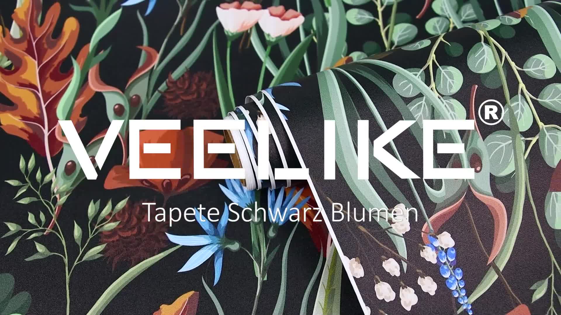 Selbstklebende Tapete Dschungel Design - Schwarz Mit Tieren & Pilzen