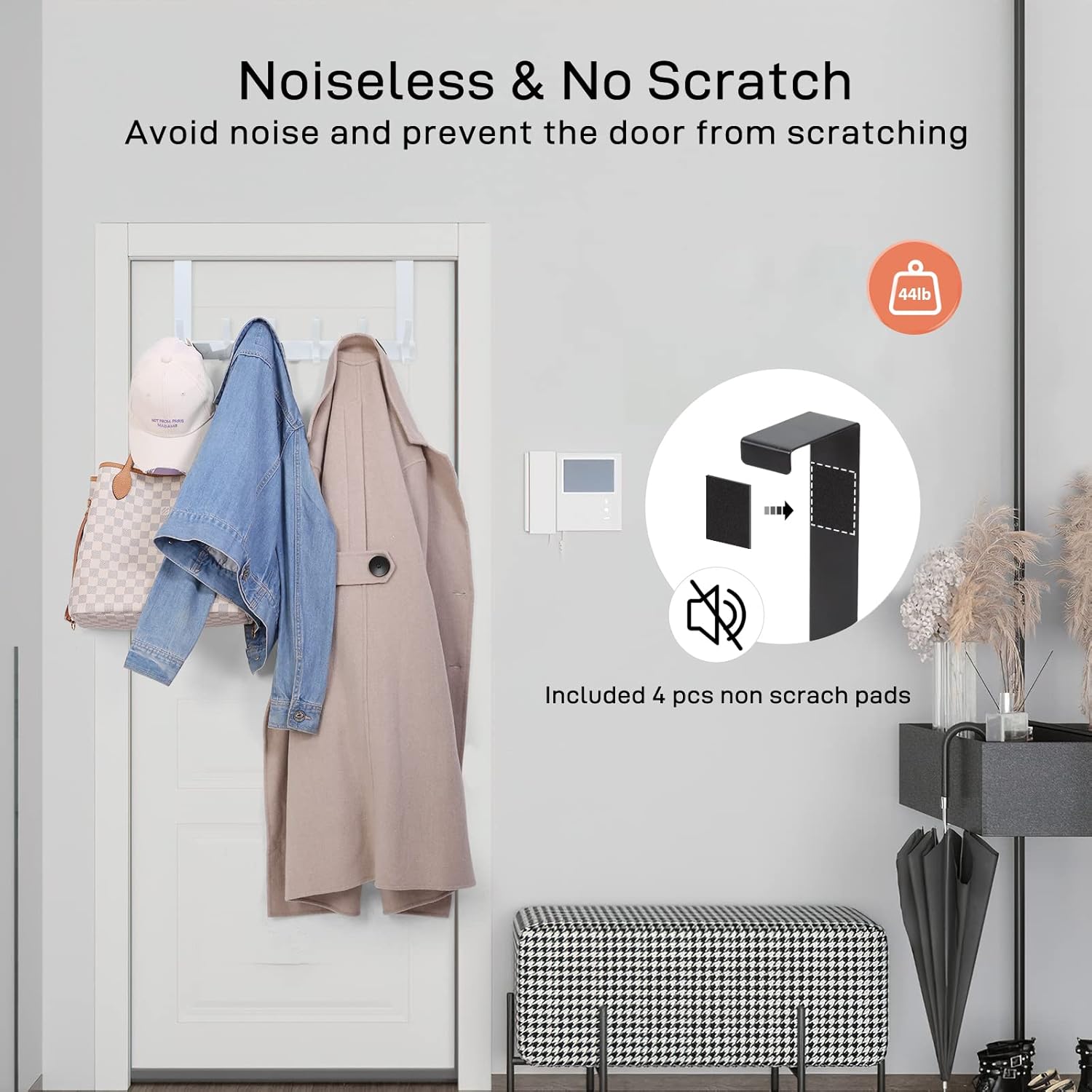 optish over the door hooks, door hanger hooks for hanging, over the doors towel racks for bathroom with 12 coat hook, coat rack bathroom accessories?1 pack, white? 1 pack white