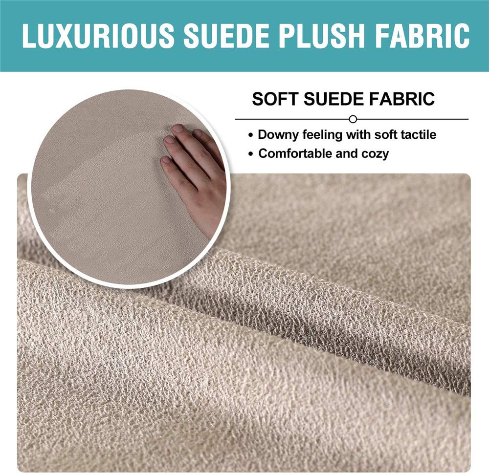 LINGKY Fodera per Divano in Velluto Universale, Copridivano in Velluto Elasticizzato per Divano A 1/2/3/4 Posti, Idrorepellente, Vari Colori, Pelle & Scamosciato (Cachi,2 posti(122-172 cm))
