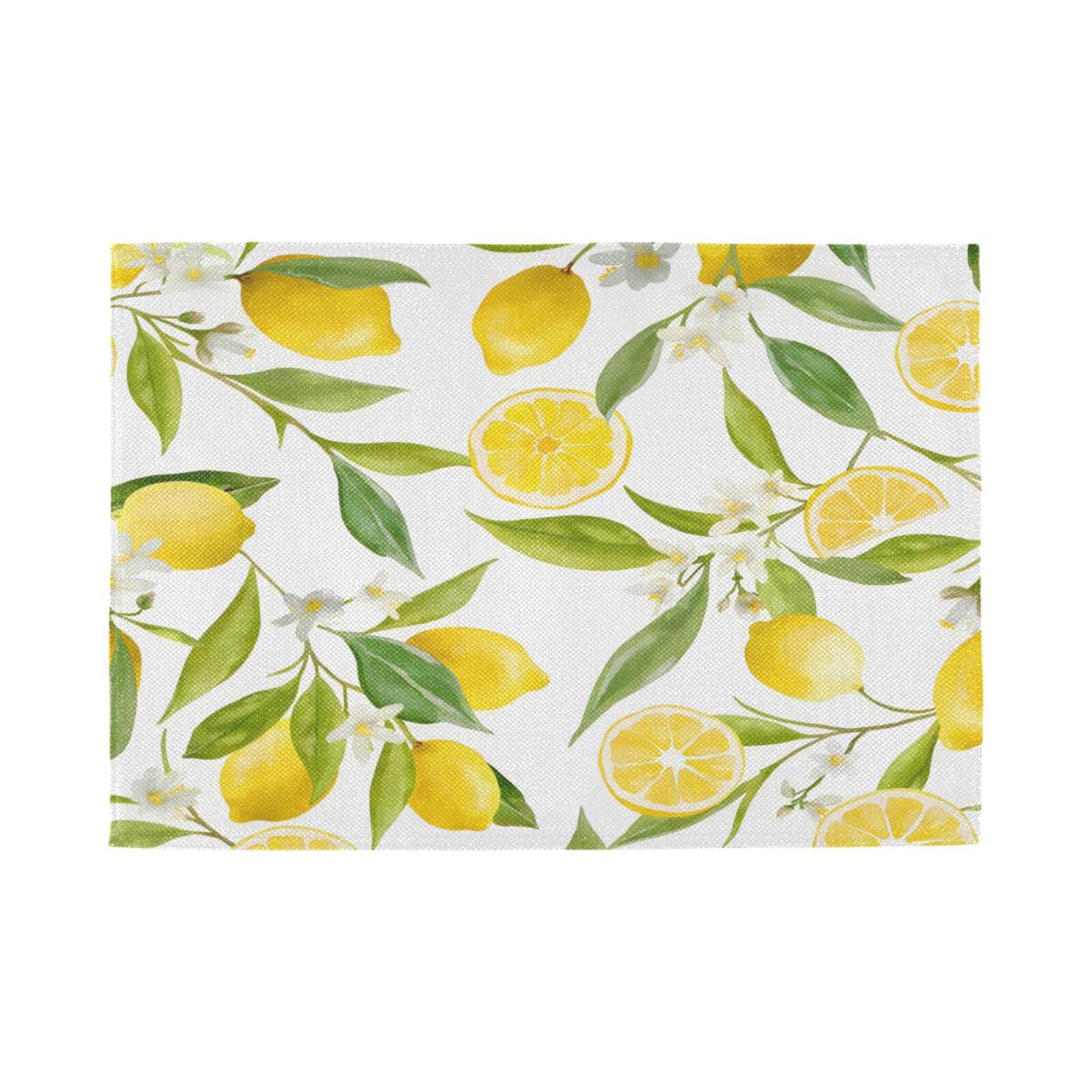 Juego de 6 manteles individuales de flores de limón lavables, antideslizantes, resistentes al calor, para el hogar, cocina, comedor, fiesta, 12 x 45 cm