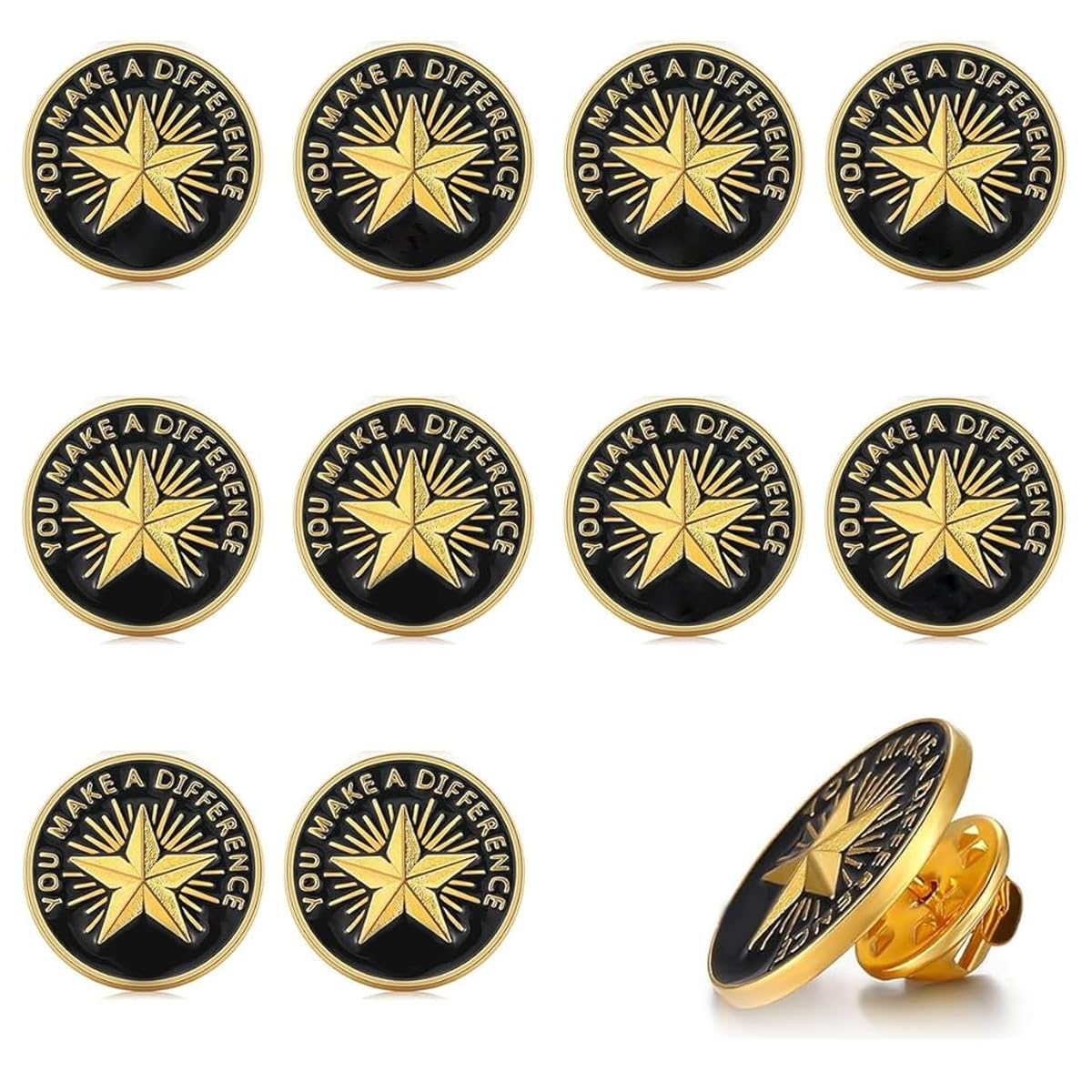 SANNIDHI® 10pcs Enamel Pins Lapel Pin, Gold Plated Employee of The Month Star Pins, You Make A Difference Employee Recognition Performance Reward Pin for Employees Coworkers Team Gifts-image-5