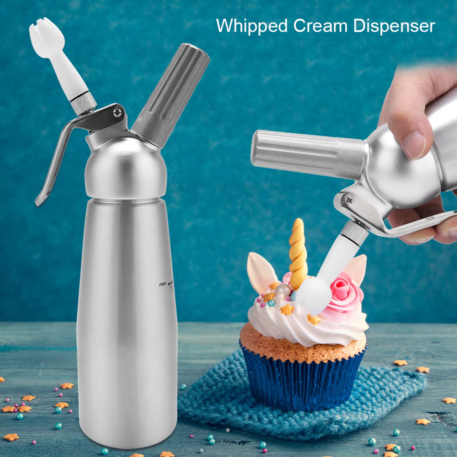 Set Sifone per Panna in Alluminio con Tre Ugelli per Casa e Bar (1000 ml)