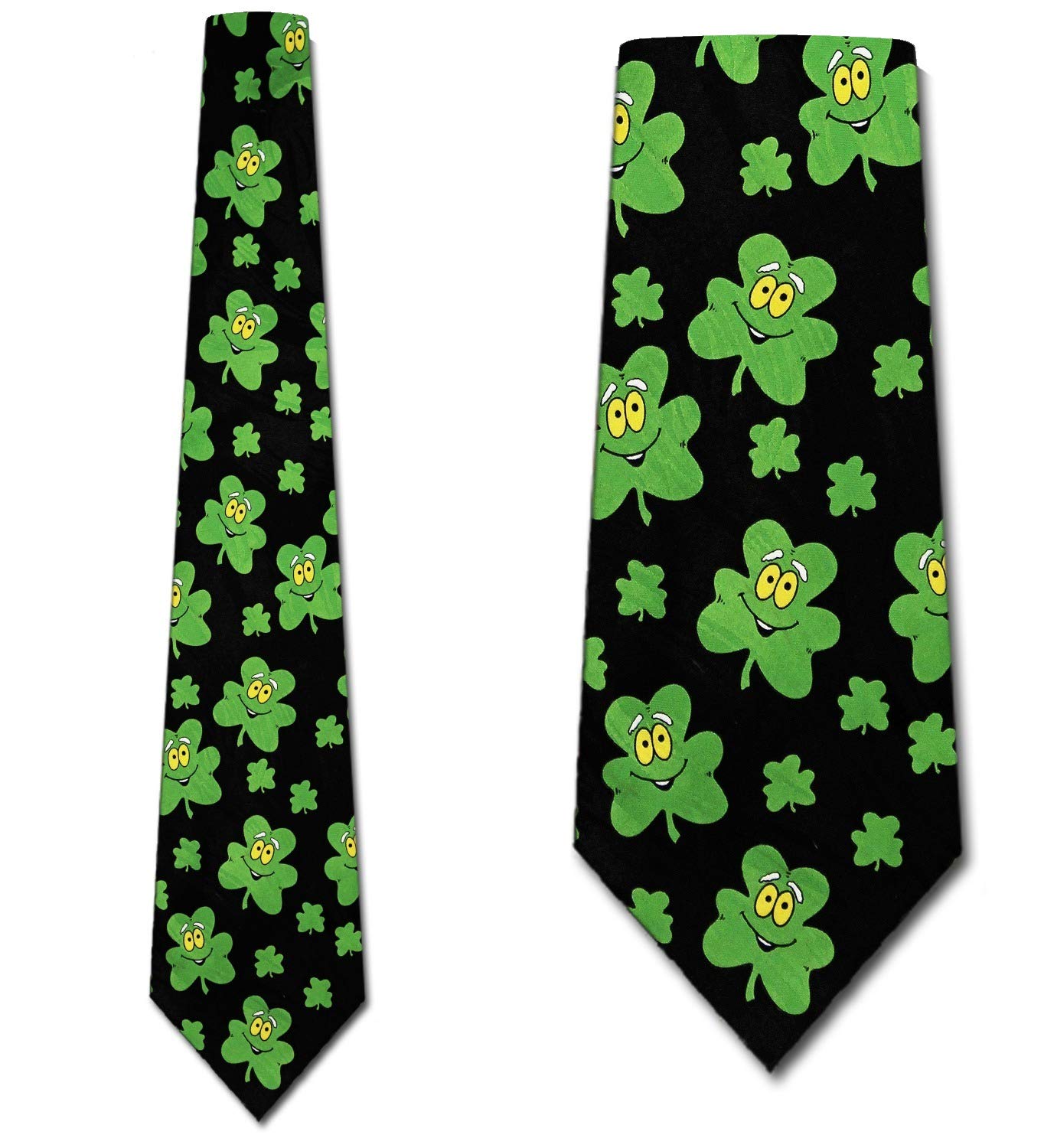 Smiley Clovers Shamrock Ties St. Patricks day Necktie