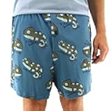 Men's Soft Stretchy Relaxed Fit Patterned Cotton Jersey Knit Sleep Pajama Shorts