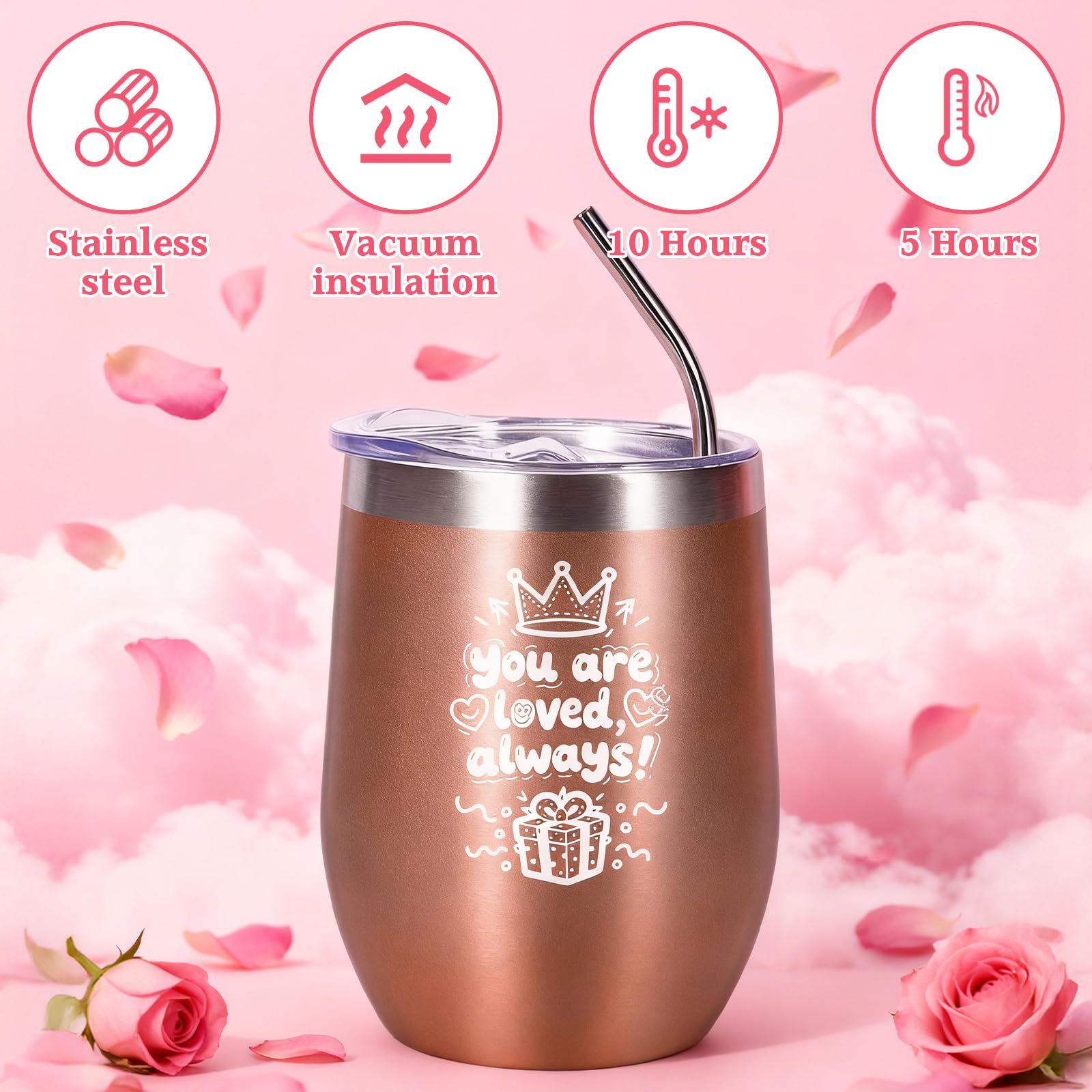 Purpledi Set Regalo Compleanno Donna, Box Regalo 11 Pezzi con Tazza Termica, Candela Profumata, Set Relax con Prodotti Bellezza e Cura Corpo, Regalo Personalizzato per Mamma, Fidanzata, Sorella