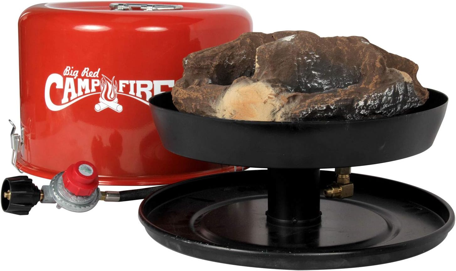 Camco 58035 Big Red Campfire Compact Outdoor Portable Tabletop Propane Heater Fire Pit Bowl for Camping, Tailgating, and Patios, 13.25 Inch