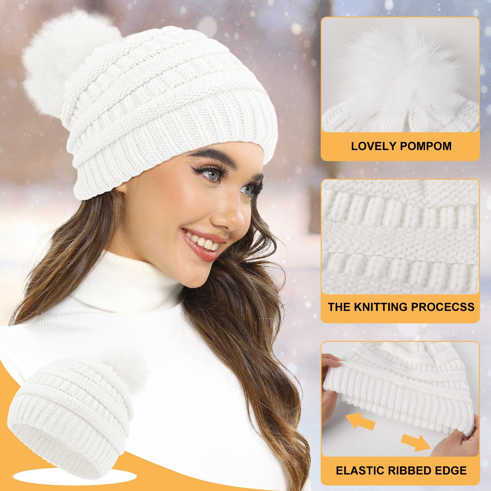 Vijamiy Sciarpa e Cappello Donna Guanti Donna Touch Screen Paraorecchie E Calzini Termici Invernali Set 5 Pezzi Antivento Calore Scaldacollo Regali Invernali(Grigio)
