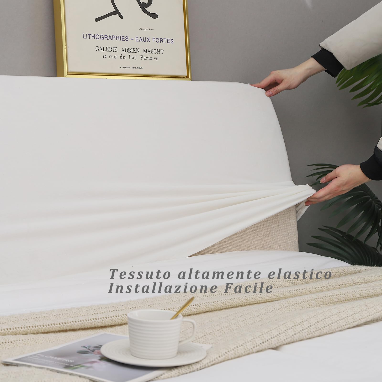 Copritestiera Letto Elastico - Fodera Morbida Per Testiera Matrimoniale | Bianco E Altri Colori | WSGJHB - Foto 2