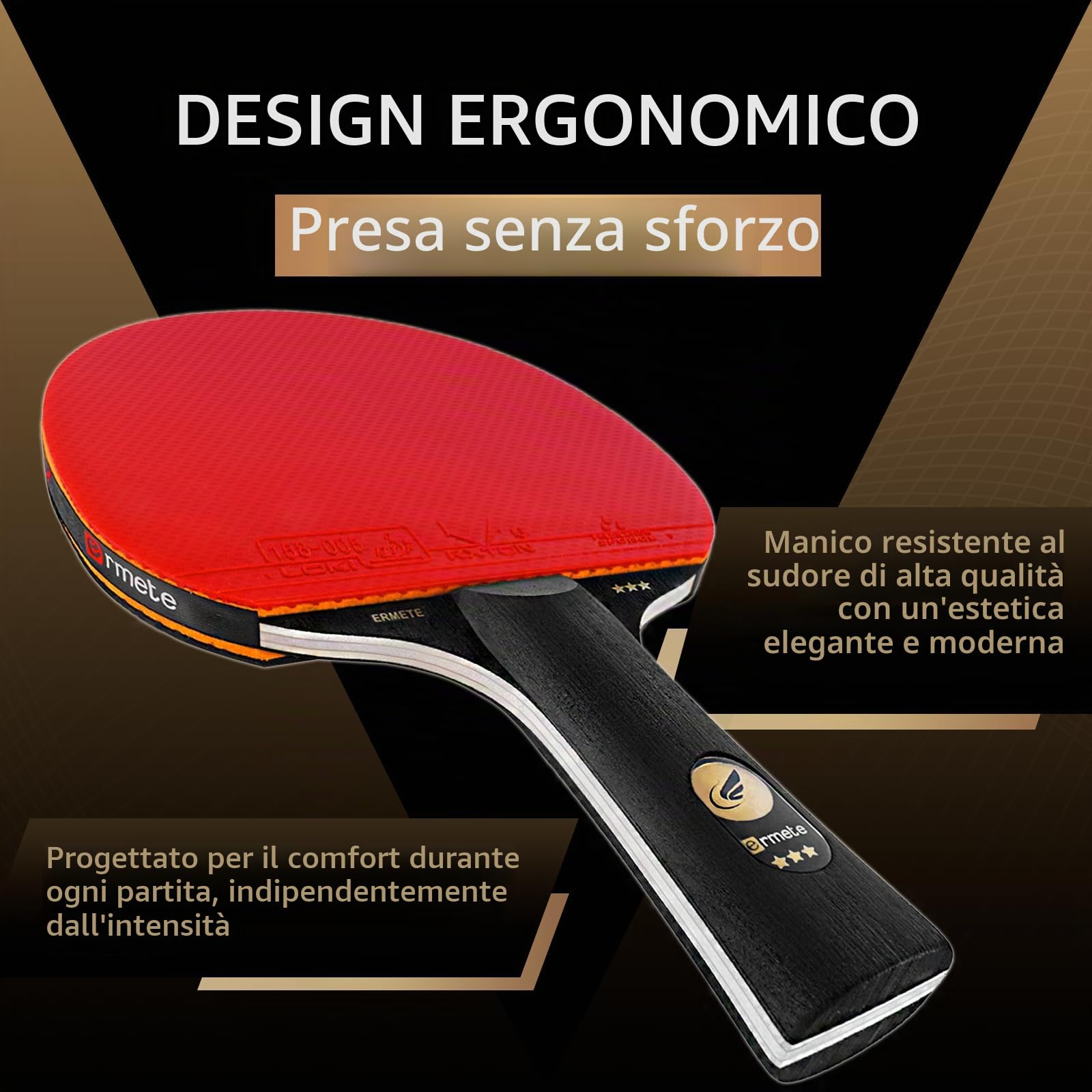 Set da ping pong, 2 racchette da ping pong professionisti, 3 palline da ping pong e borsa per il trasporto, ideale per principianti, famiglie e professionisti