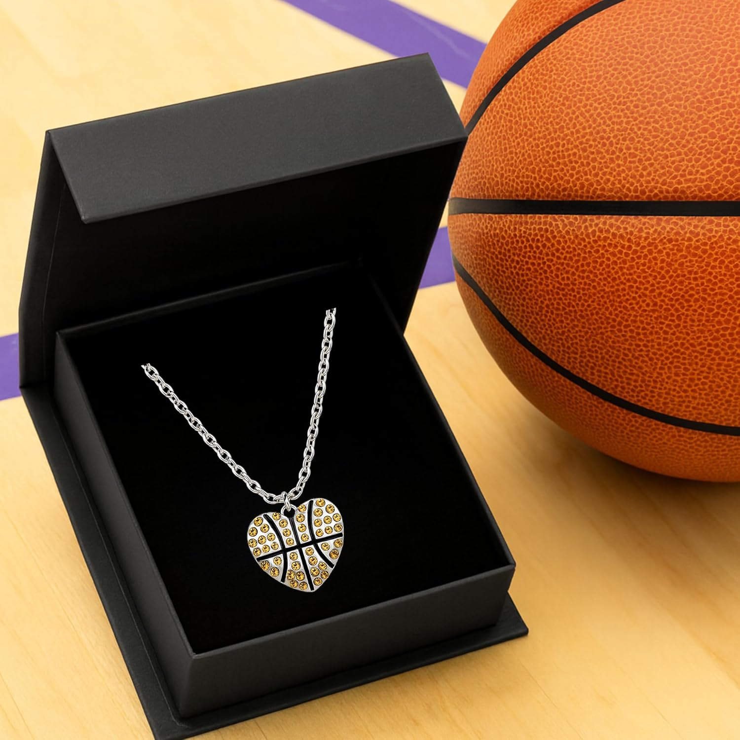 Sportybella Basketball Necklace, Basketball Jewelry, Basketball Rhinestone Charm Necklace, Gift for Female Basketball Players - Image 4
