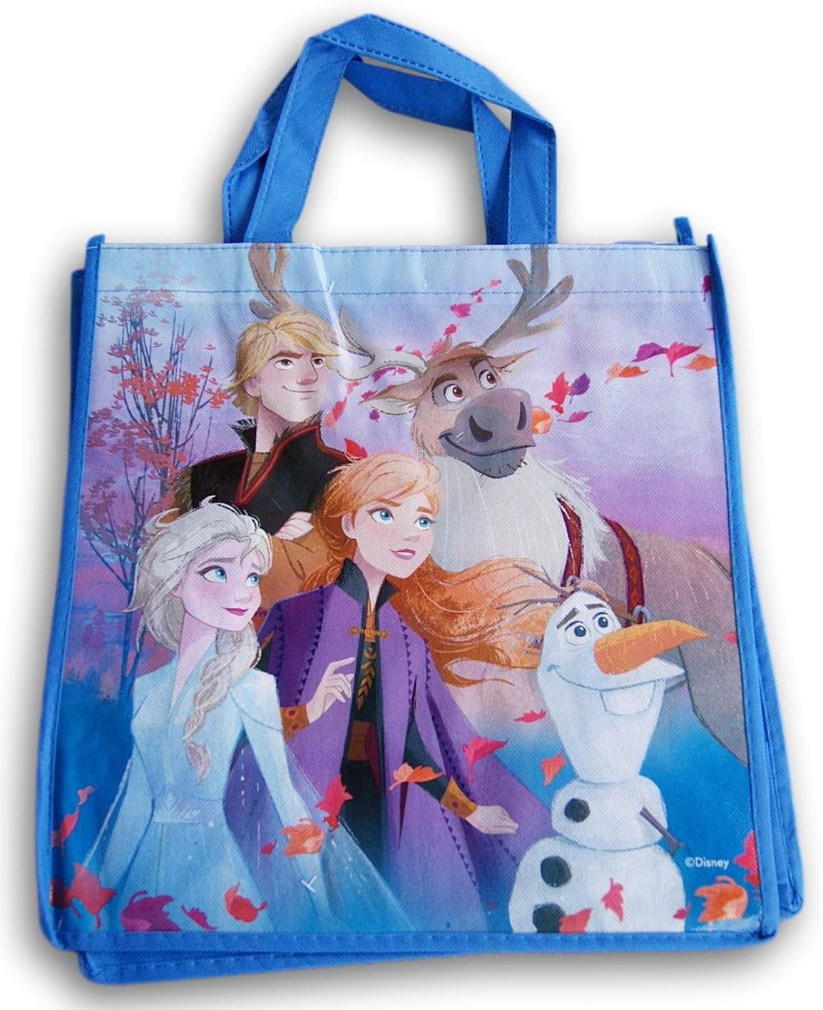 Frozen Elsa, Anna, Kristoff, Sven, and Olaf Reusable Tote Bag (Shopping, Gift Wrap Sack) - 13 x 13.5 Inch