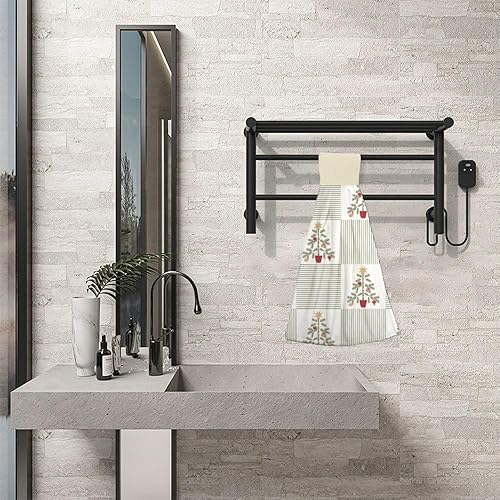 Miniatura 4 de Retro Christmas Tree Fast Drying Kitchen Hand Towels with Hanging Loop, Soft Kitchen Decor Hanging Quick Dry Hand Towel Absorbent Coral Fleece Tie