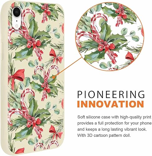 Miniatura 2 de Paquete de 2 fundas de teléfono con texto en inglés "Merry Christmas" para iPhone XR de 6.1 pulgadas, bonito diseño de árbol de Navidad con diseño