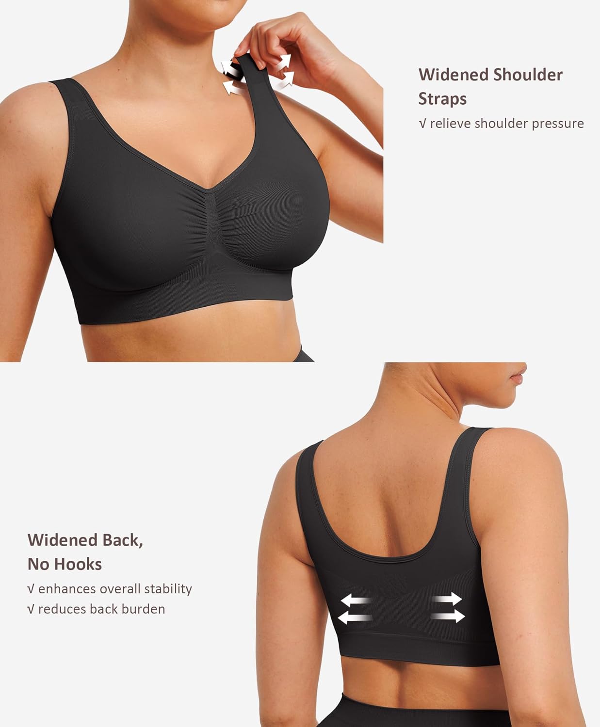 FeelinGirl Bras for Women No Underwire Seamless Smooth Bralette Full Coverage Comfy Everyday Bras with Wide Straps - Image 5